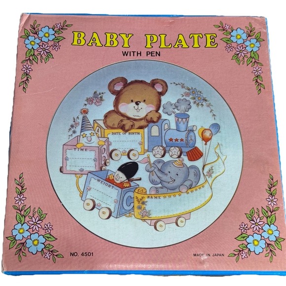 The Unbranded Brand Other - Vtg Baby Plate Customizable 9" Decorative Plate Announcement Baby Shower Gift